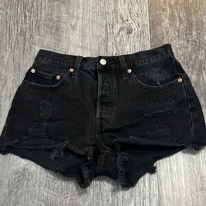 Levi's Black Distressed Jean Shorts